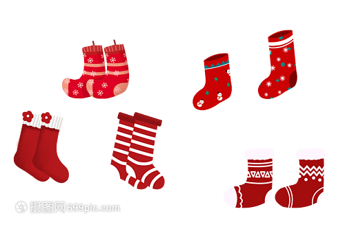 冬季圣誕節圣誕襪卡通素材